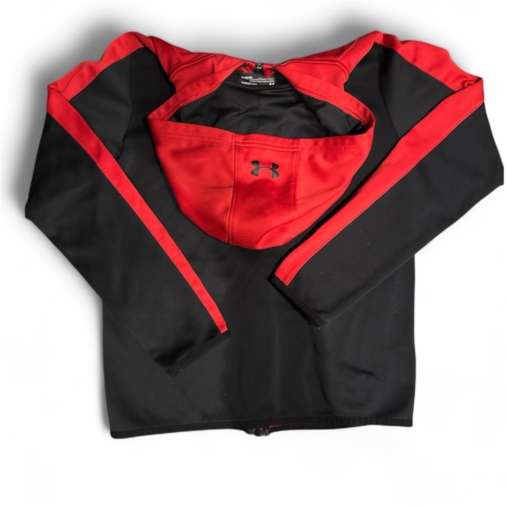 Boys Under Armour Red and Black Hooded Jacket XL - Picture 4 of 5